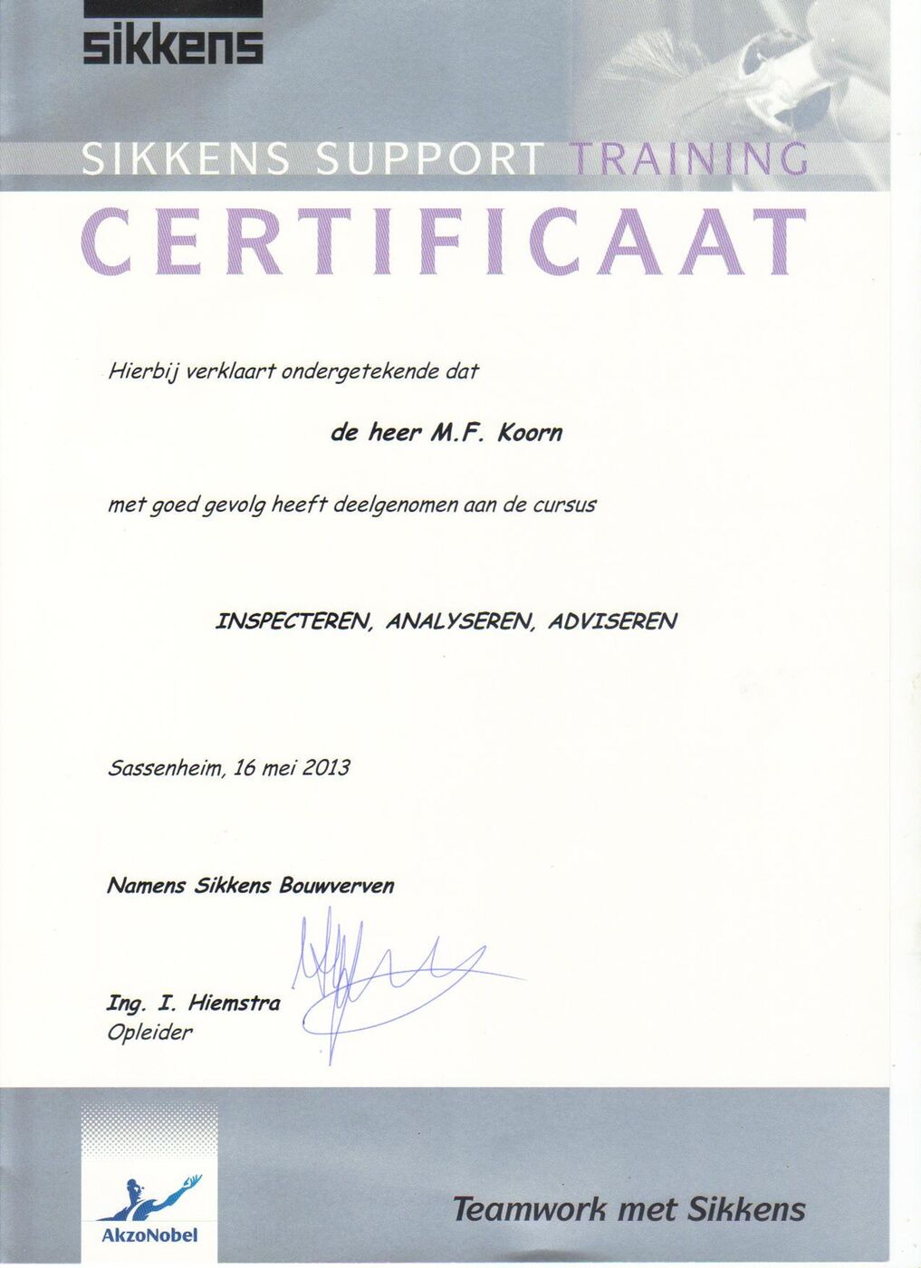 Certificeringen van Allround-Texel